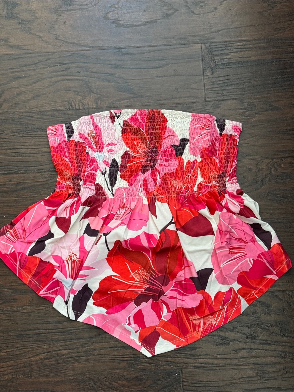 Strapless Floral Tube Top in Pink & Red